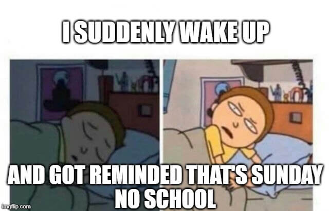 school today suddenly wake up meme