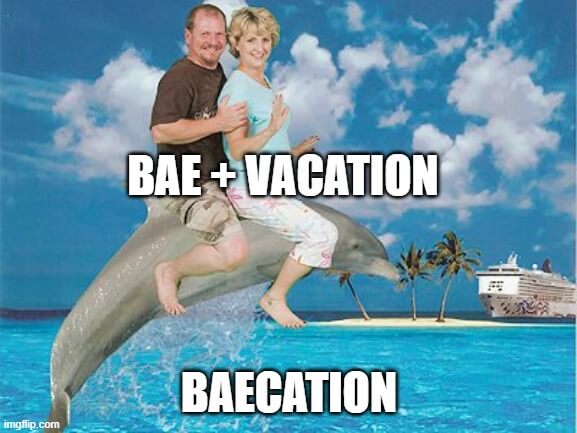 bae + vacation makes baecation meme