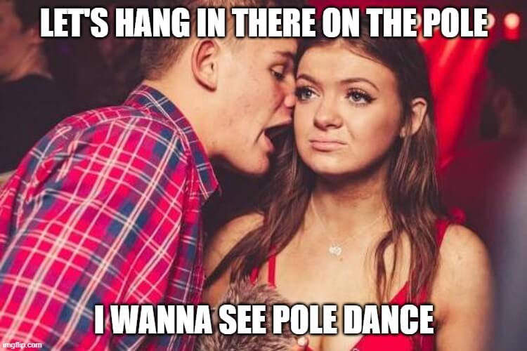 hang in there pole dance meme