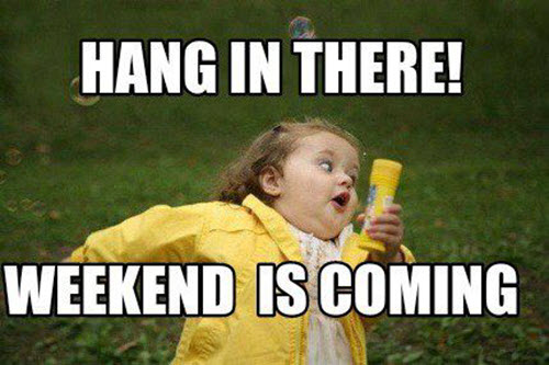 hang in there weekend is coming meme