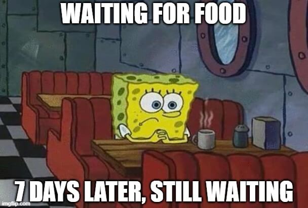 lonely waiting for food meme