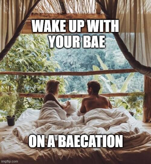 wake up with bae on a baecation meme