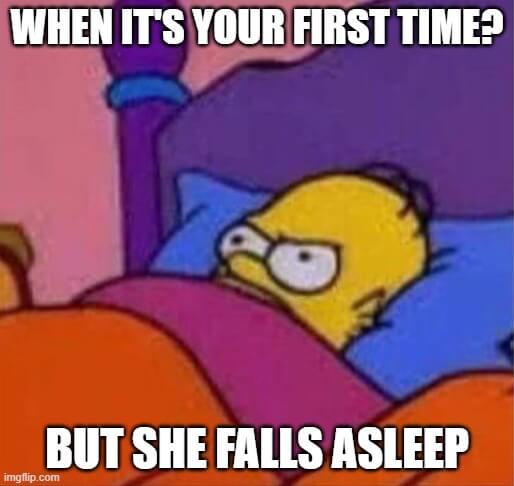 first time on bed meme