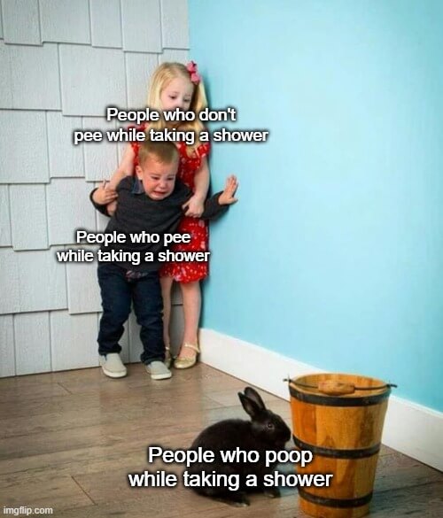 pooping while shower meme