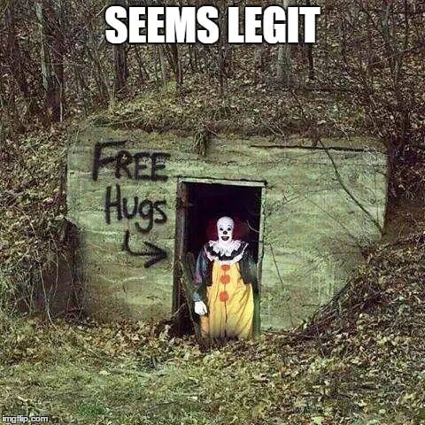 free hugs clown meme