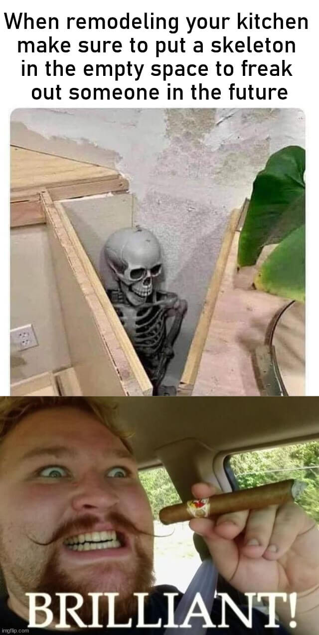 prank with skeleton meme