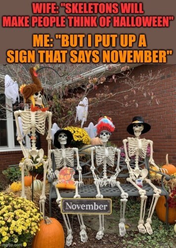 skeleton in halloween meme