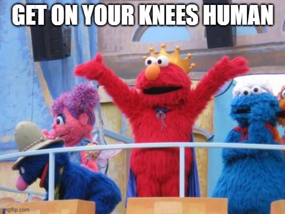 elmo's government want human on knees meme