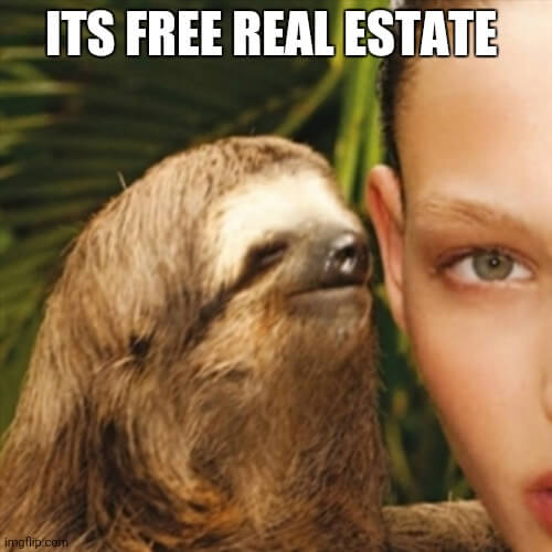 it's free real estate sloth meme