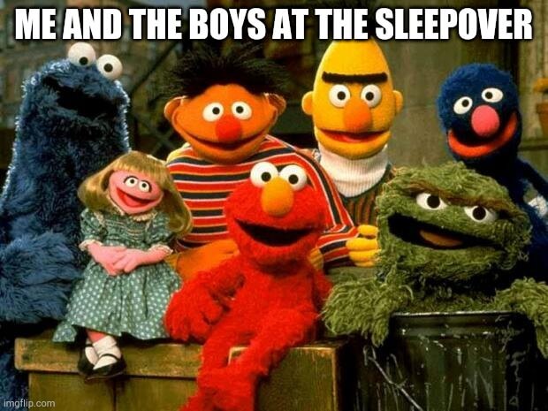 me and the boys at the sleepover elmo meme