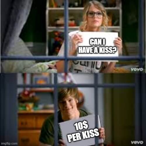 paid taylor swift kissed meme