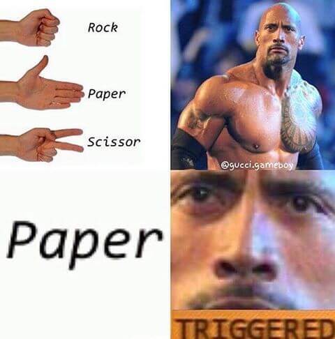 rock paper scissor triggered meme