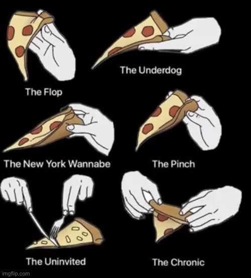 types of way to eat pizza meme