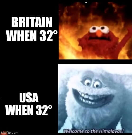 weather in britain and usa elmo fire meme